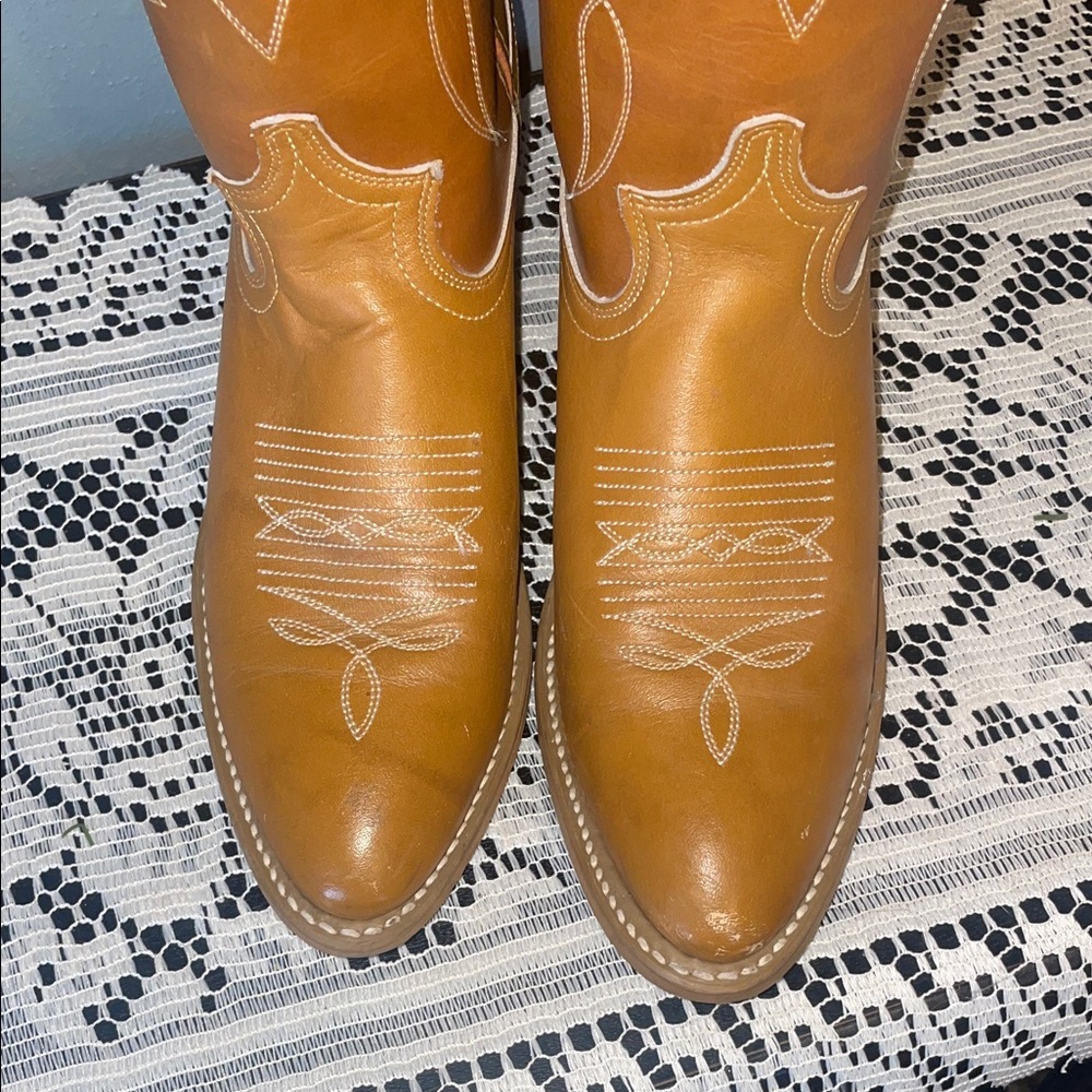 1970’s vintage ACME 8307 buckaroo leather 14” Women's Tan Cowboy Boots - Picture 6 of 7